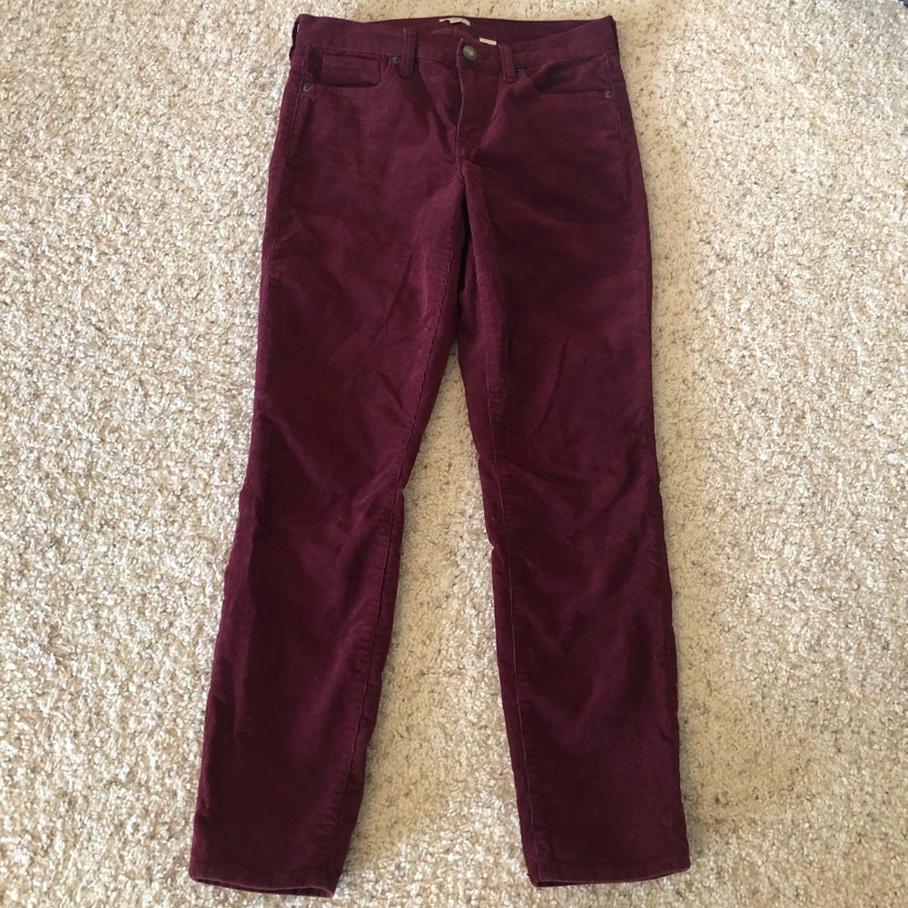 J Crew Factory Skinny Cords, wine color